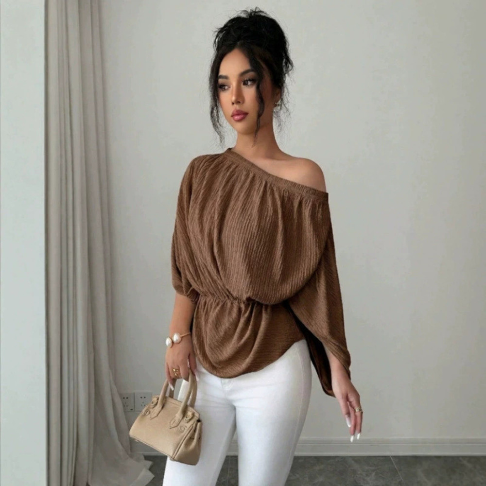 Zara Off Shoulder Design Solid Color Casual Top - Picture 4 of 6